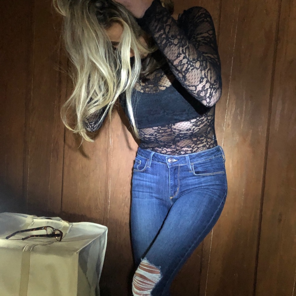 Honey Punch long sleeve lace body suit
